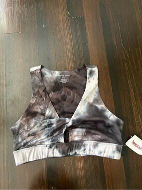Harmony & Balance Tie-Dye Sports Bra - Gray/Black
